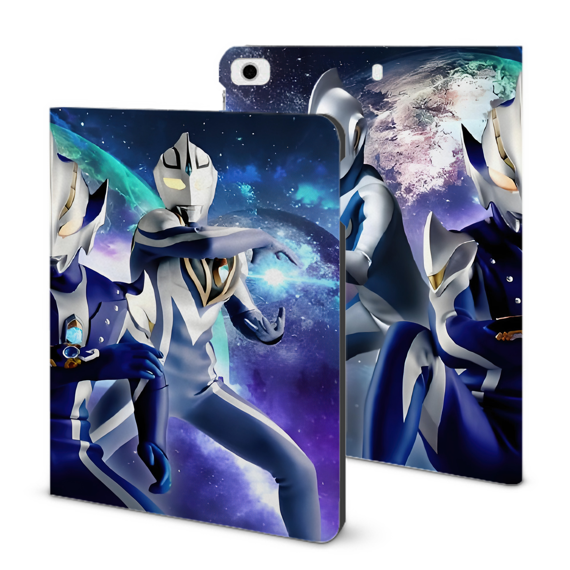 （画像用） ウルトラマン Ultraman IPad ケース ブック型 PUレザー TPU 耐衝撃 軽量 薄型 ペン収納なし 全面保護 IPad 各モデル対応